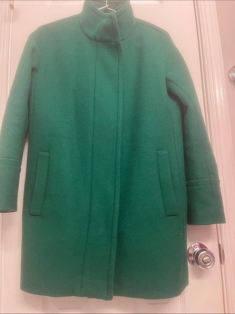 J. Crew Emerald Green Wool-Blend Stand Collar Pea Coat